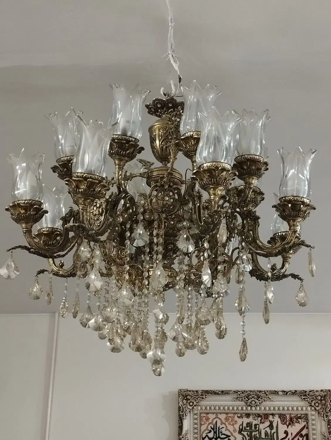 لوستر برنجی|لوستر و چراغ آویز|تهران, مینابی|دیوار