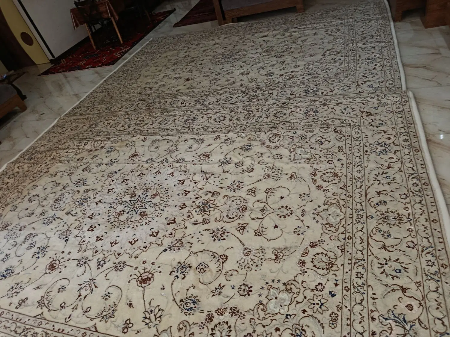 یه جفت فرش9متری نایین 3رنگ ابریشم گل|فرش|اصفهان, عباسآباد|دیوار