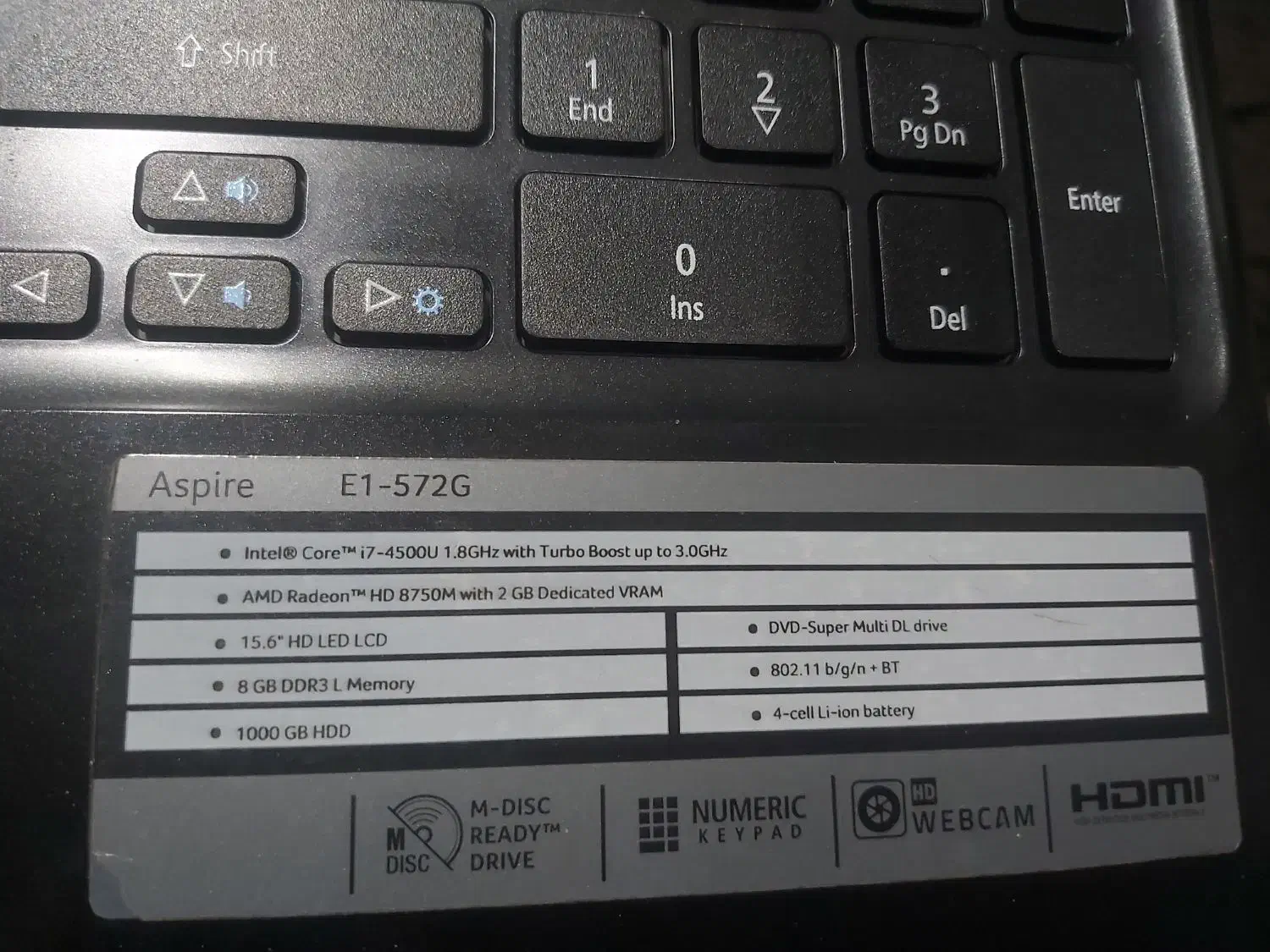 لپ تاپ acer E1-572G|رایانه همراه|تهران, حکیمیه|دیوار