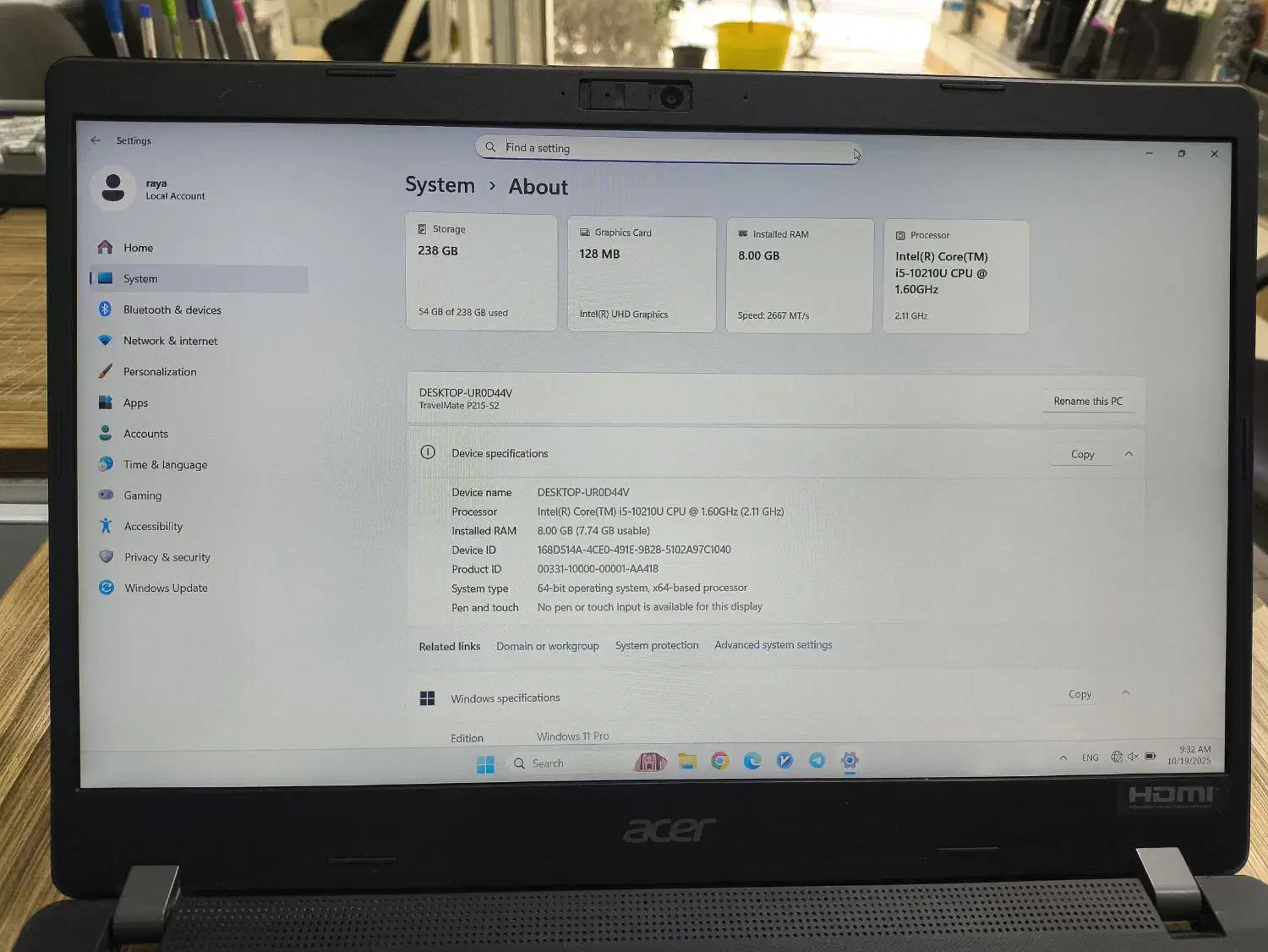 لپ تاپ نسل ۱۰ acer travelmate p215-52|رایانه همراه|بجنورد, |دیوار
