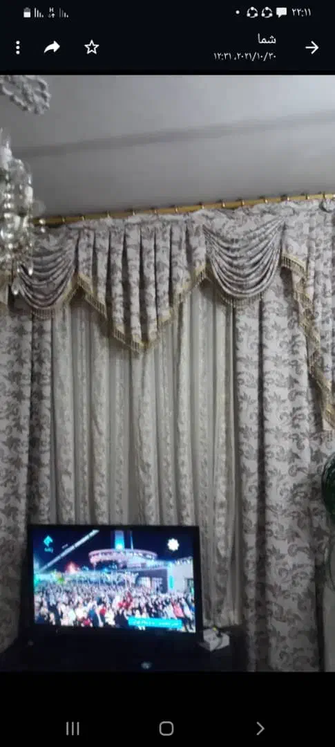 پرده به همراه والان و کتیبه و زیر پرده و تور وسط|پرده، رانر، رومیزی|تهران, پرستار|دیوار