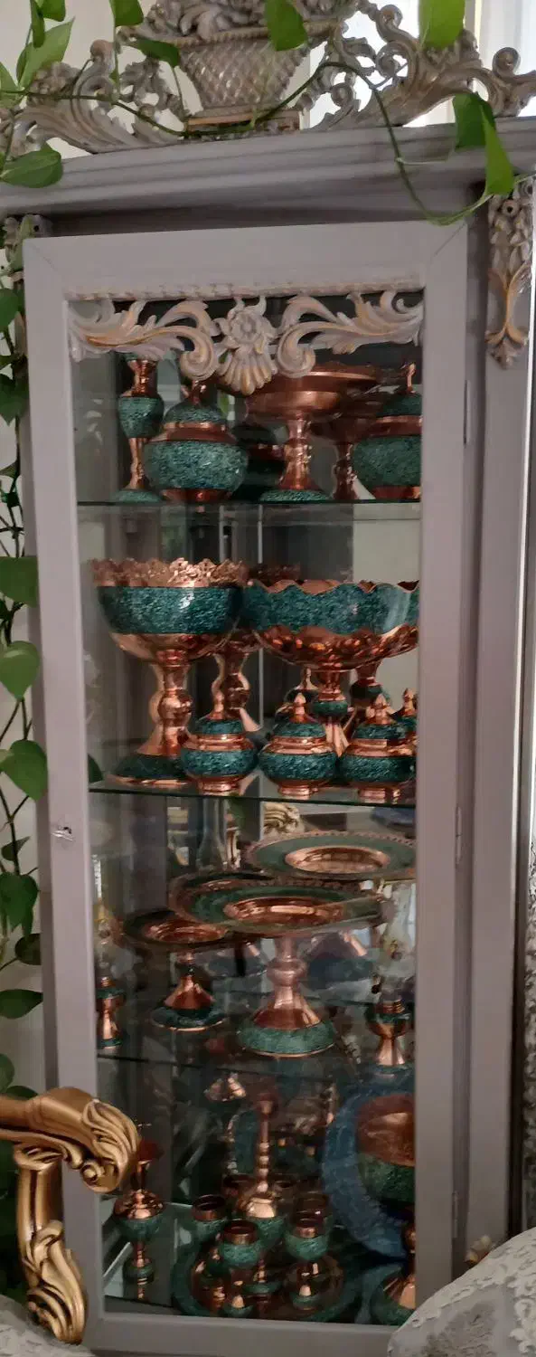 بوفه ویترین منبت عروس|بوفه، ویترین، کنسول|اصفهان, شاه پسند|دیوار