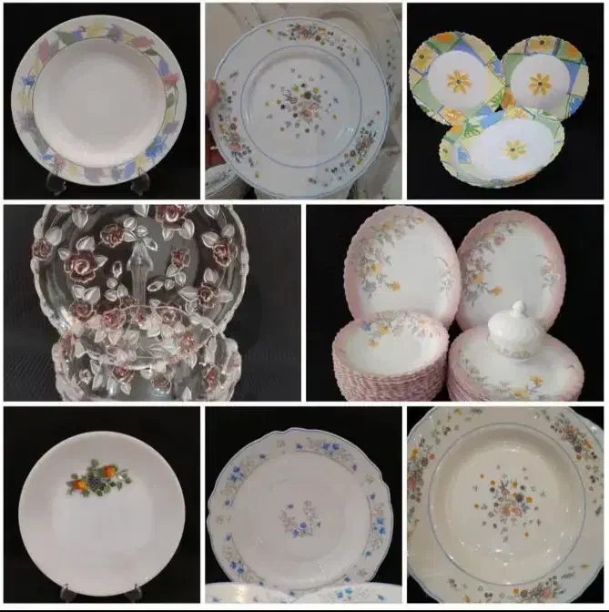 ظروف گل دار قرمز و آبی|ظروف سرو و پذیرایی|اهواز, زیتون کارگری|دیوار