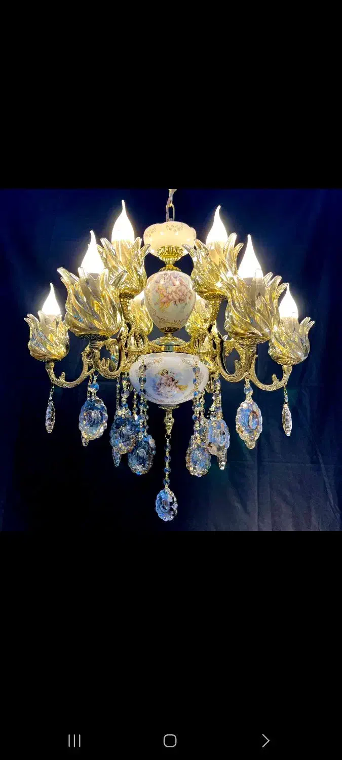 لوسترماهلین برنجی.سرامیکی/5+5/شعله برنجDby light88|لوستر و چراغ آویز|تهران, نعمتآباد|دیوار