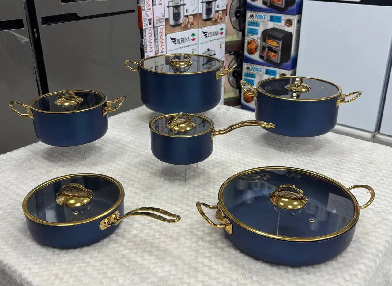 سرویس قابلمه ۱۲ پارچه ناسیکو دسته طلایی|ظروف پخت‌وپز|خرم‌آباد, |دیوار