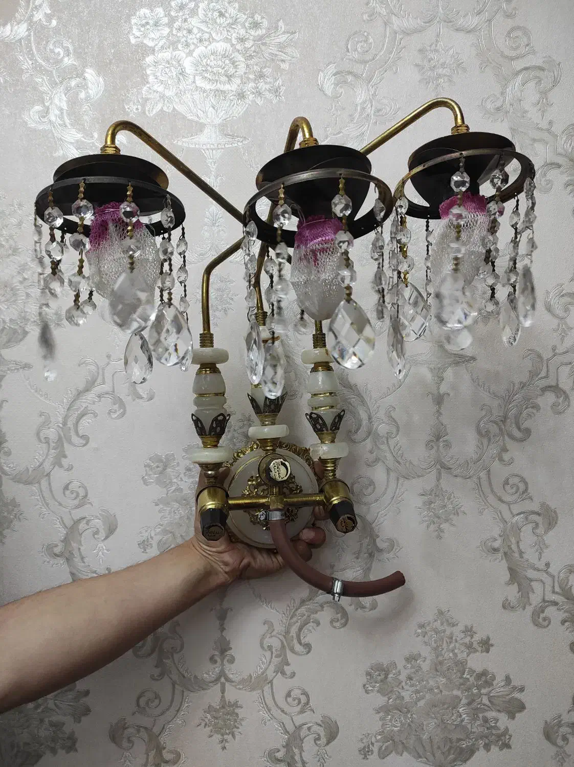 چراغ گاز روشنایی برنز|لوستر و چراغ آویز|تبریز, |دیوار