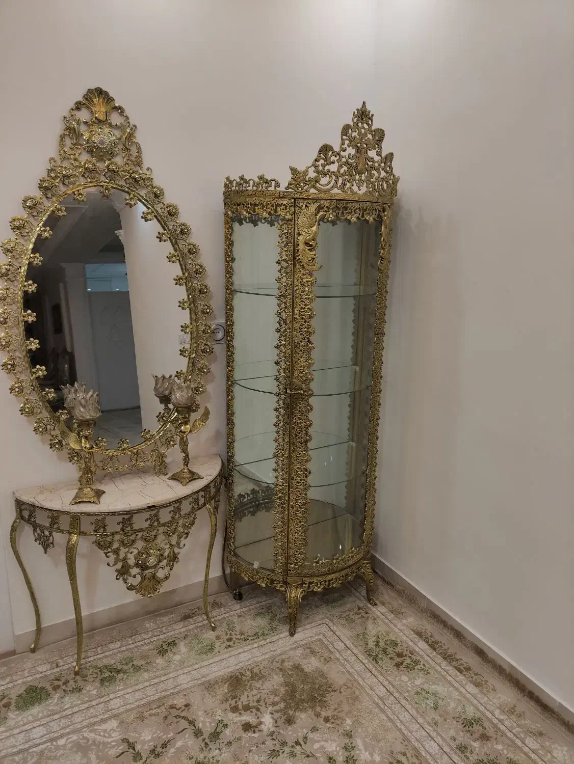 بوفه و اینه شمعدون برنزی|بوفه، ویترین، کنسول|یاسوج, |دیوار