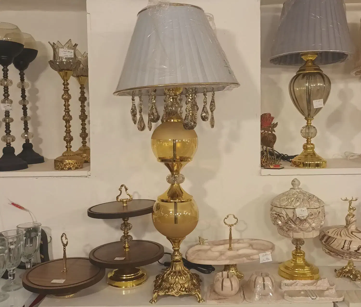 آباژور رومیزی کنار‌سالنی شمعدان پایه ترکیبی کادو|چراغ خواب و آباژور|مشهد, کوثر|دیوار