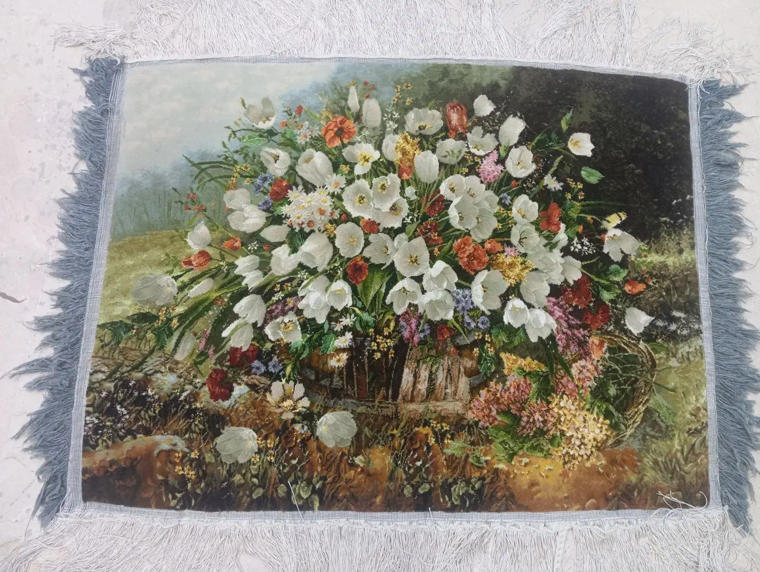 تابلو‌فرش سبد گل|تابلو فرش|اصفهان, ارزنان|دیوار