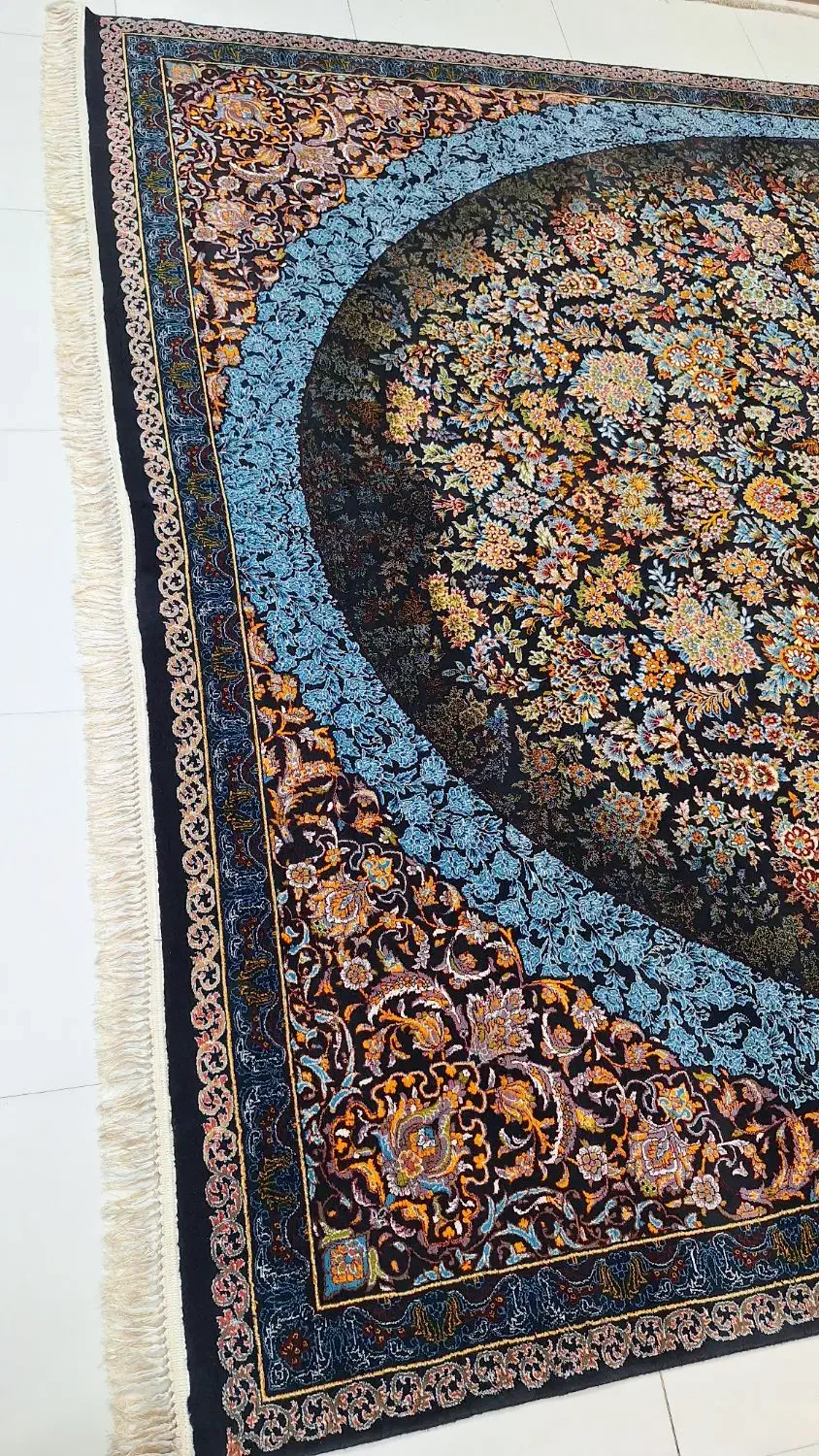 دو تخته فرش12متری700شانه سرمه‌ای|فرش|ایلام, |دیوار
