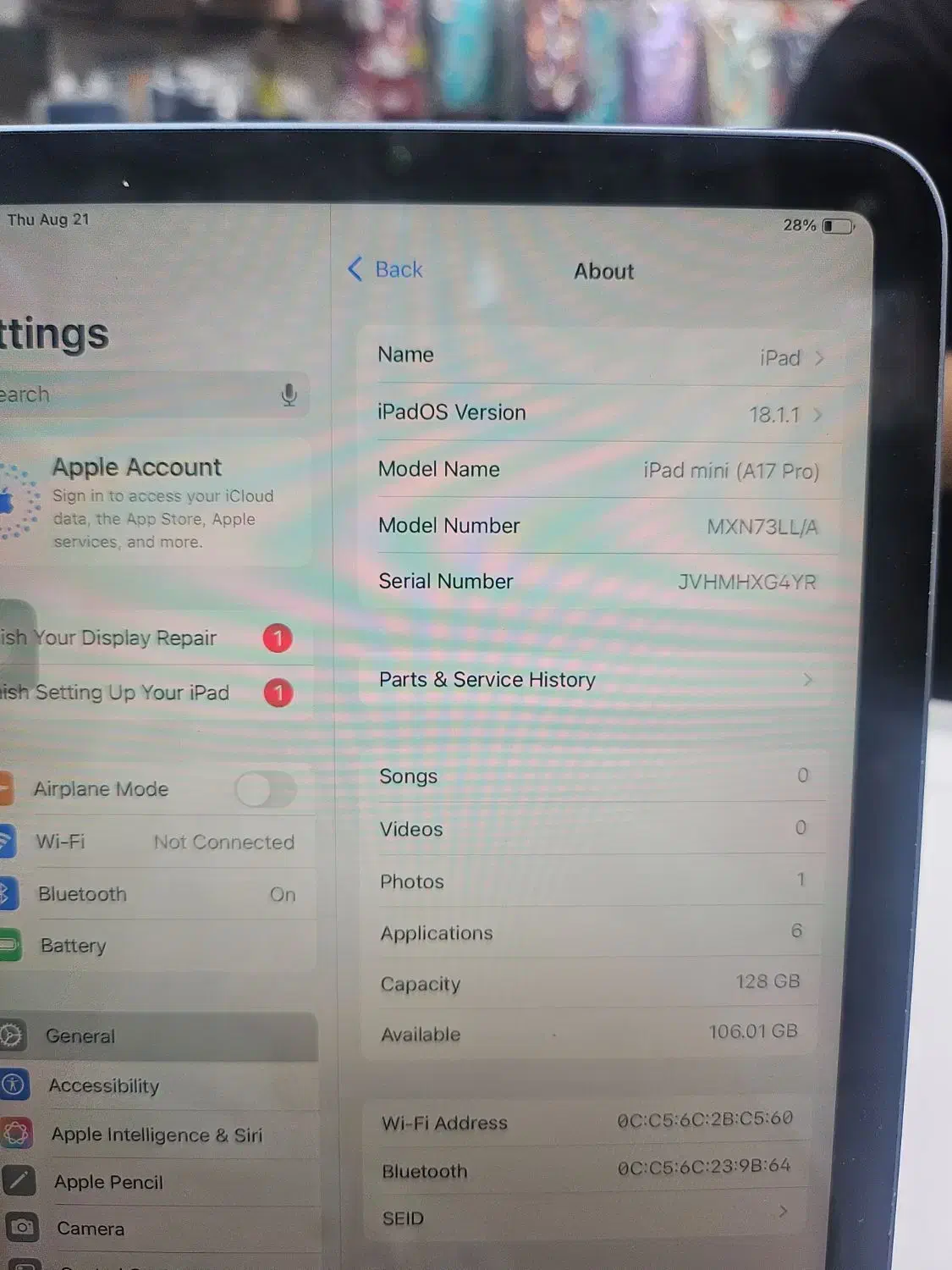 ipad mini 7 2025 باطری 100|تبلت|تهران, شیخ هادی|دیوار