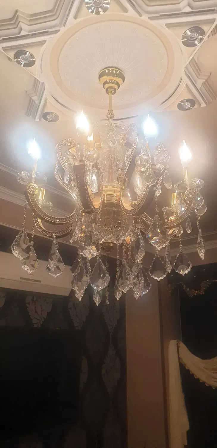 لوستر ۸شاخه طلایی ۲عدد|لوستر و چراغ آویز|تبریز, |دیوار