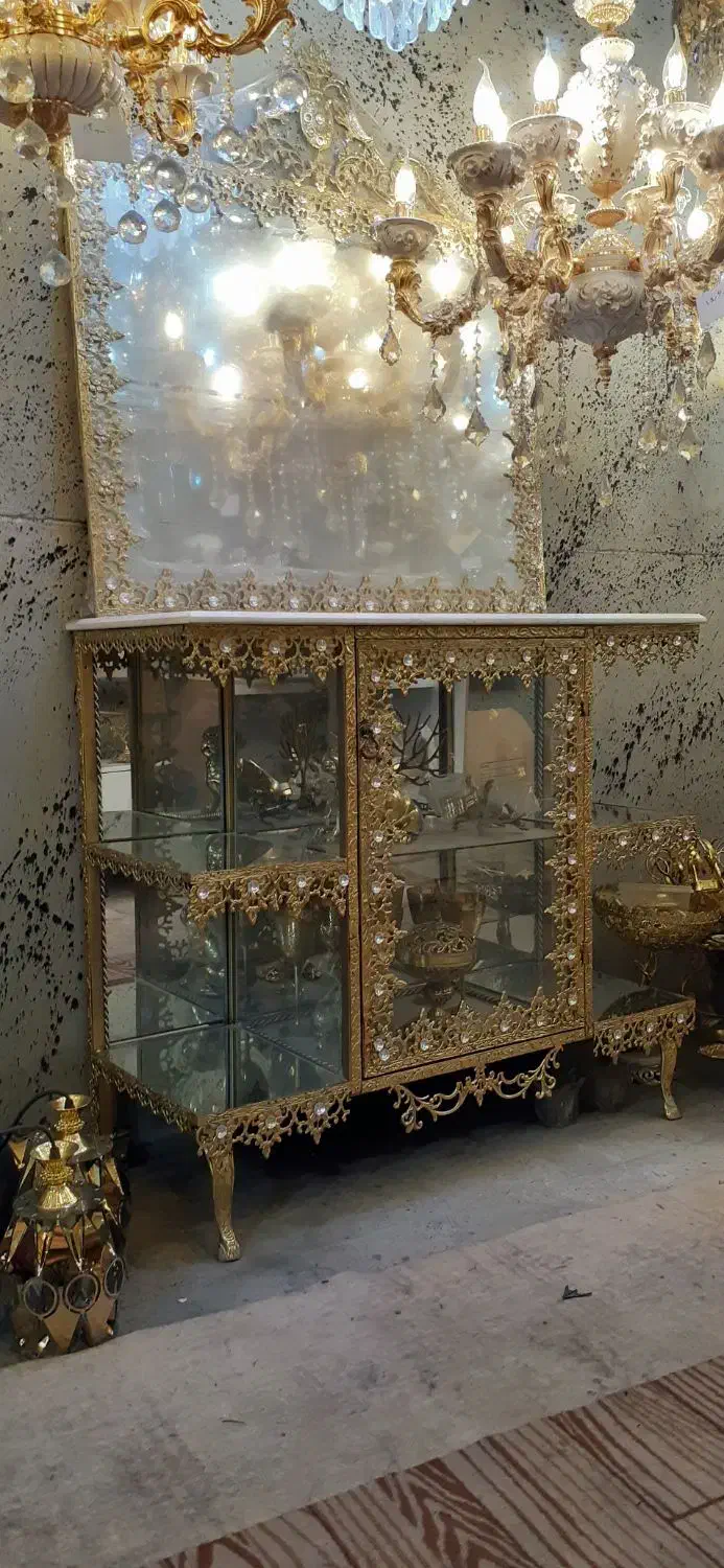 آیینه کنسول برنجی پر کار|بوفه، ویترین، کنسول|فردوسیه, |دیوار