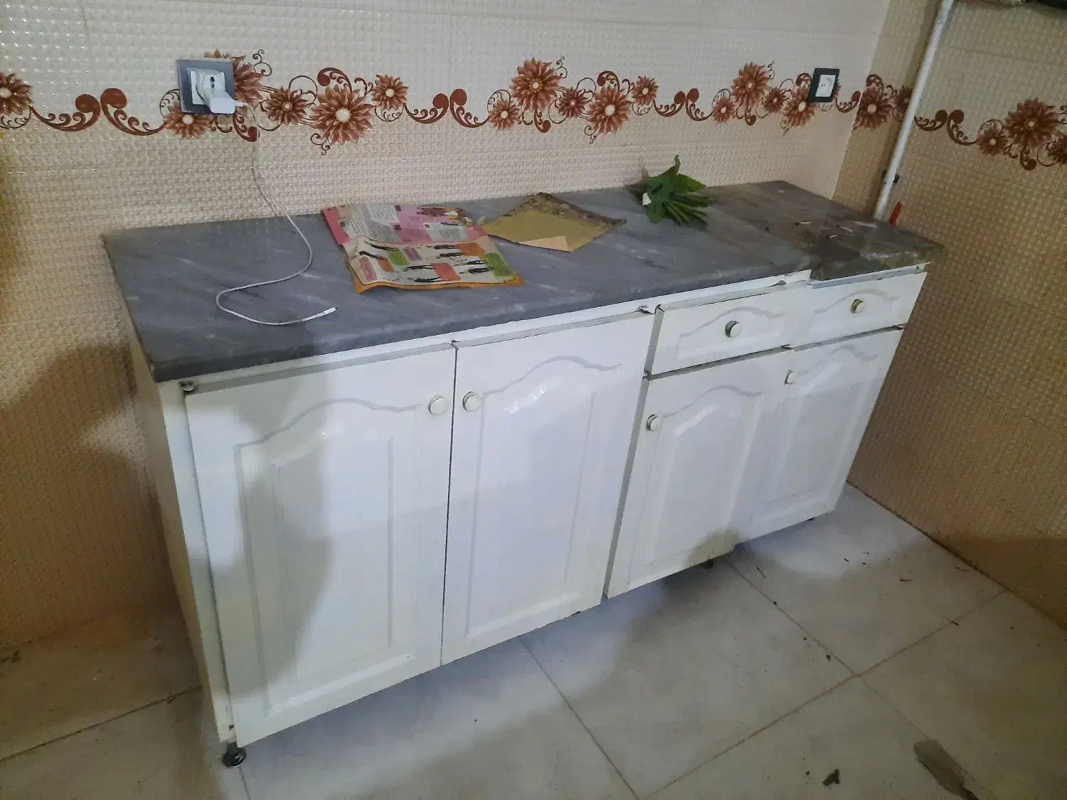 فروش کابینت و هود و سینگ  شیر اهرمی.دو لگنه|آب‌چکان و نظم‌دهنده ظروف|آبیک, |دیوار