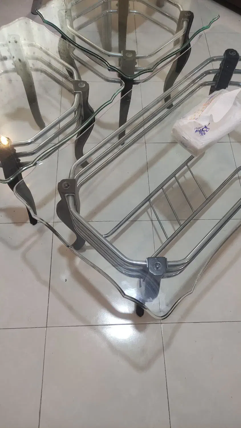 میز وسط شیشه ای ۱۰میل با عسلی|مبلمان خانگی و میز عسلی|تهران, گرگان|دیوار