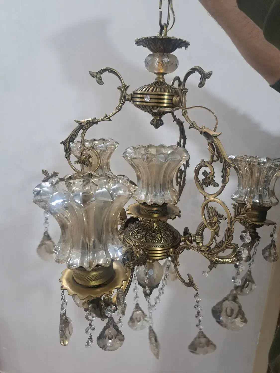 لوستر برنجی آنتیک|لوستر و چراغ آویز|قزوین, |دیوار