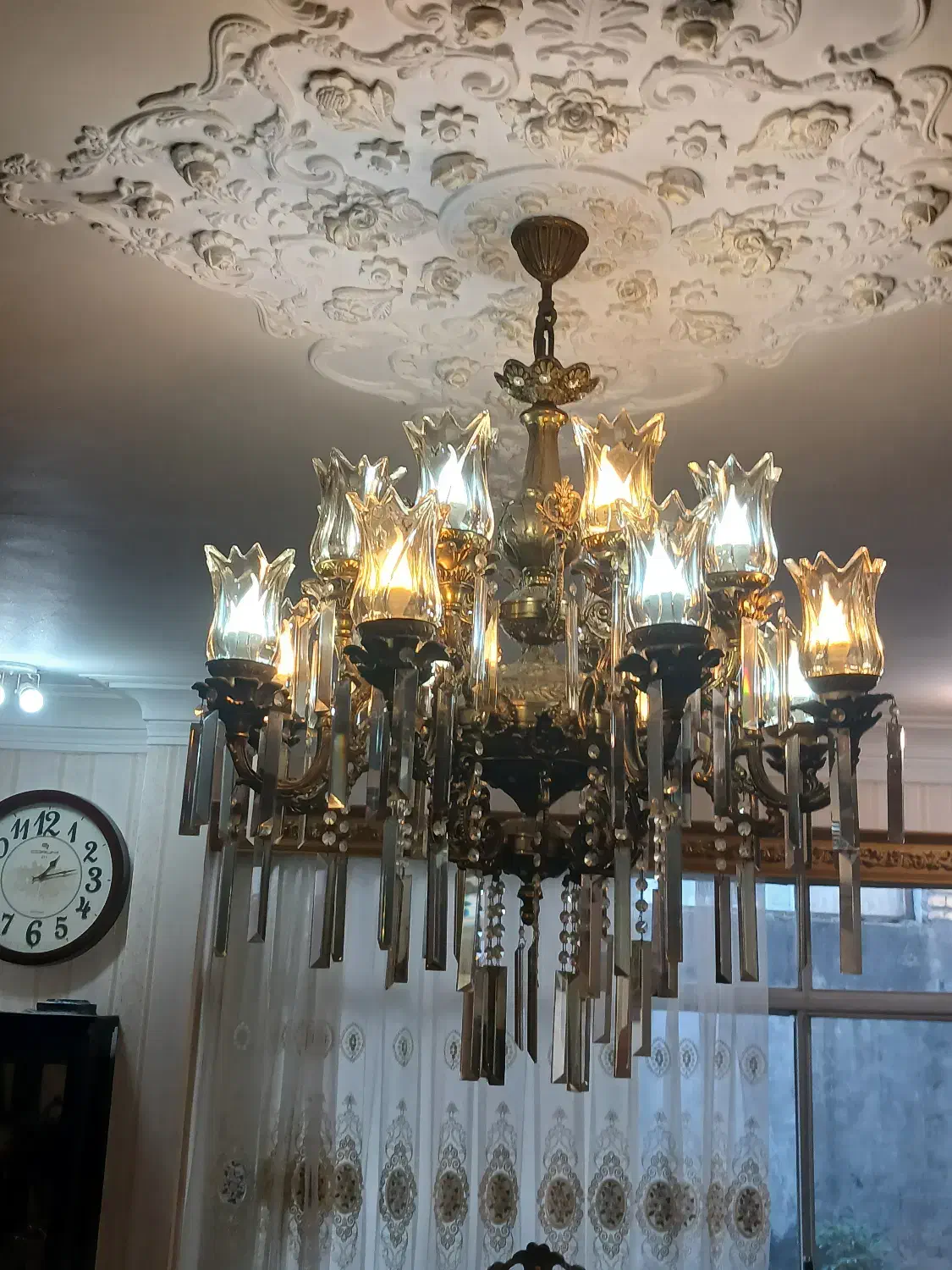 لوستر برنز ۸ شاخه|لوستر و چراغ آویز|رشت, پاستوریزه|دیوار