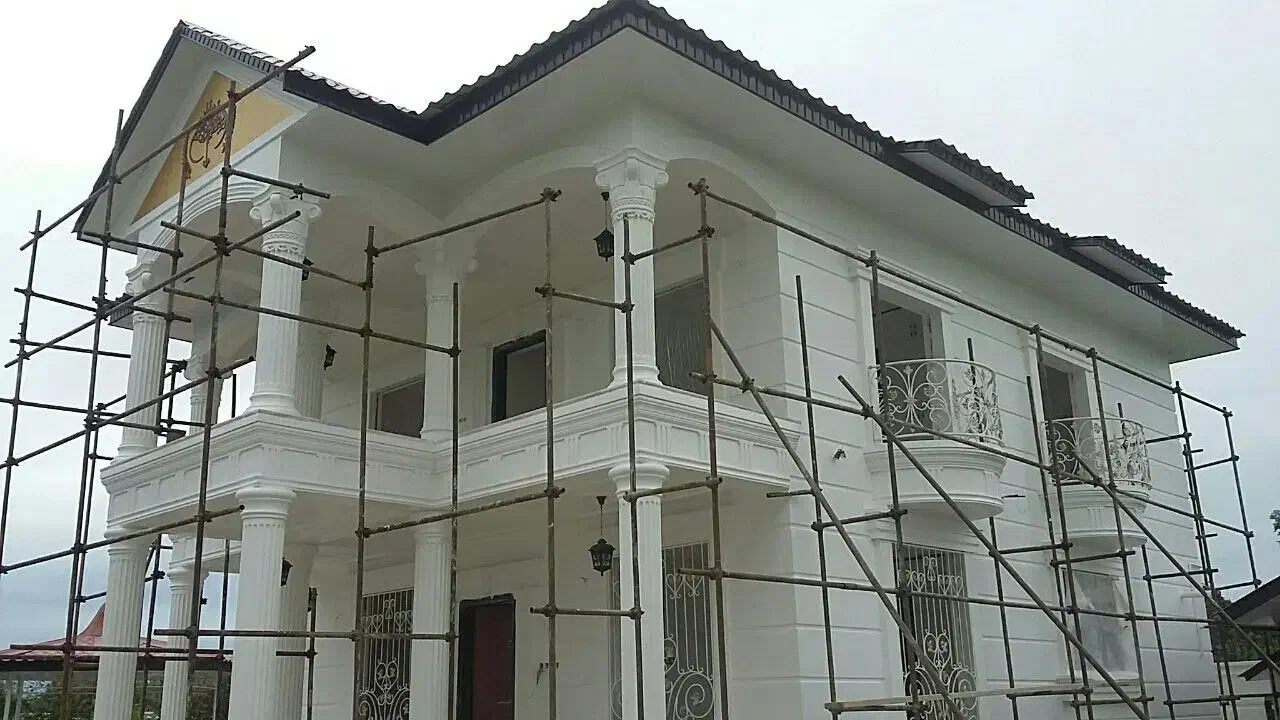 نمای رومی سیمانکاری شسته.طرح سنگ وچوب|خدمات پیشه و مهارت|بندرعباس, |دیوار