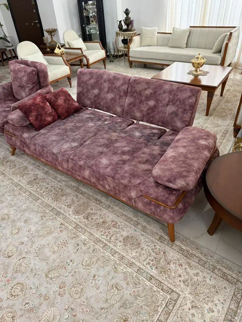 مبل  ده نفر با میز عسلی  تخت خواب شو  تمیز|مبلمان خانگی و میز عسلی|بابلسر, |دیوار