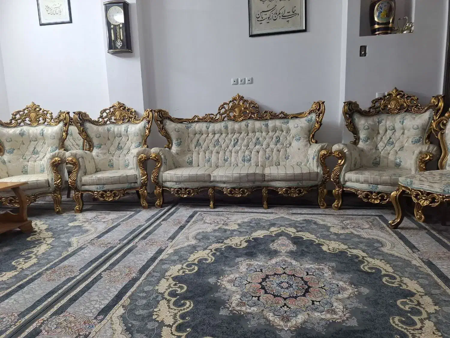 مبل 9نفره همراه با میز راش|مبلمان خانگی و میز عسلی|خمینیشهر, |دیوار