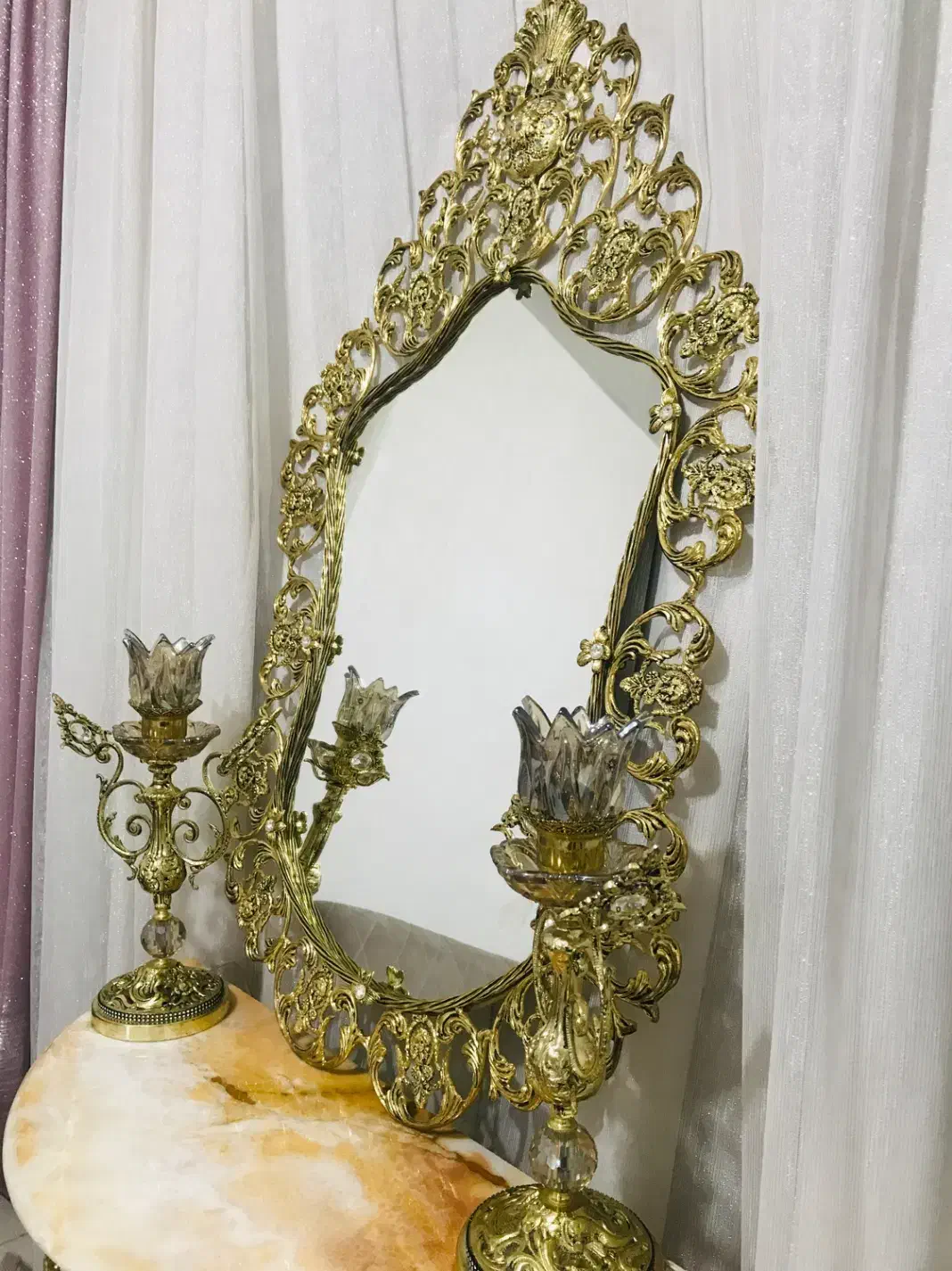 آینه و شمعدان برنزی سلطنتی|آینه|اسلامشهر, شهرک سعیدیه|دیوار