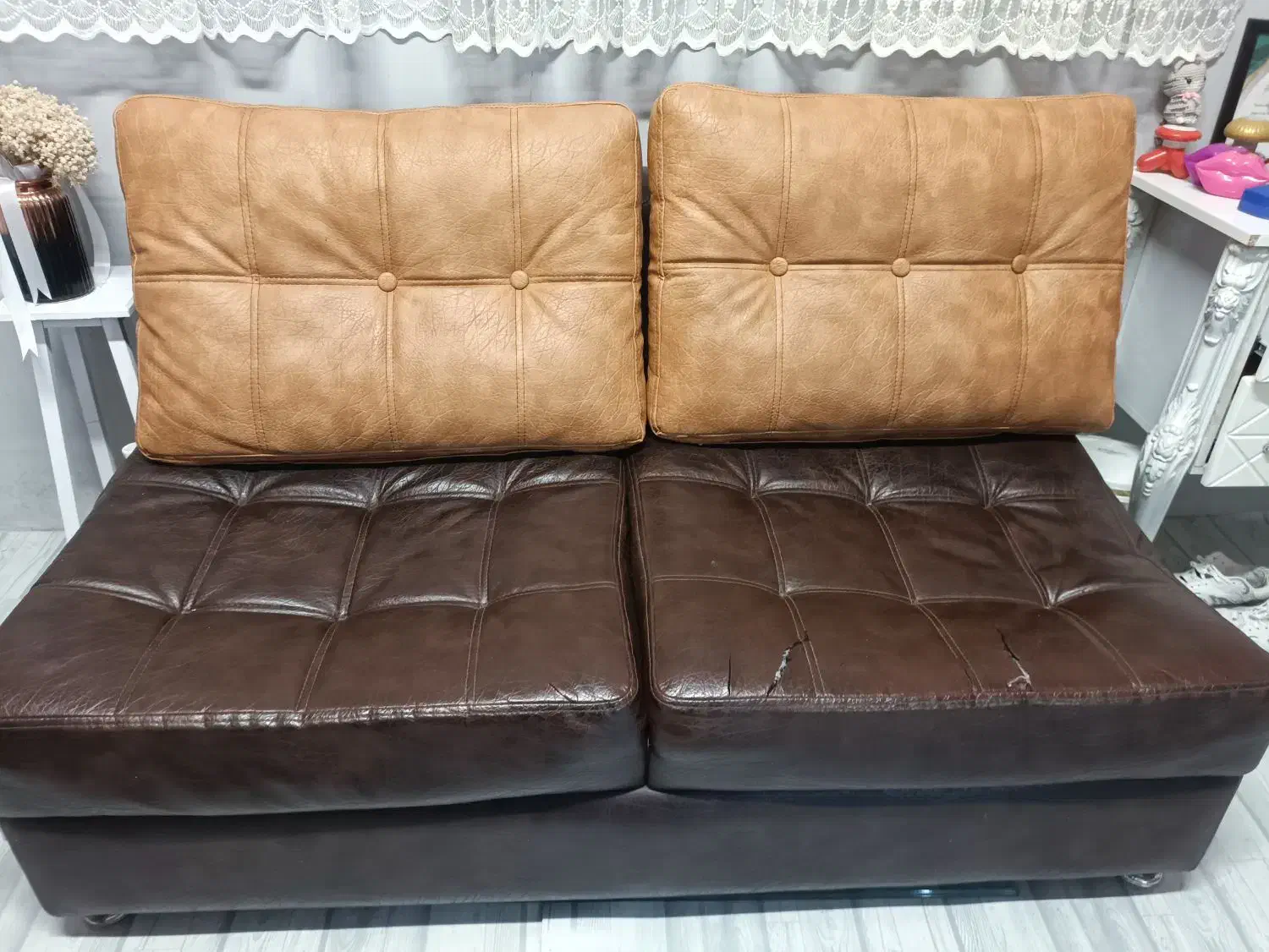 دو عدد مبل چرم دونفره|مبلمان خانگی و میز عسلی|بندر انزلی, آخرخط|دیوار