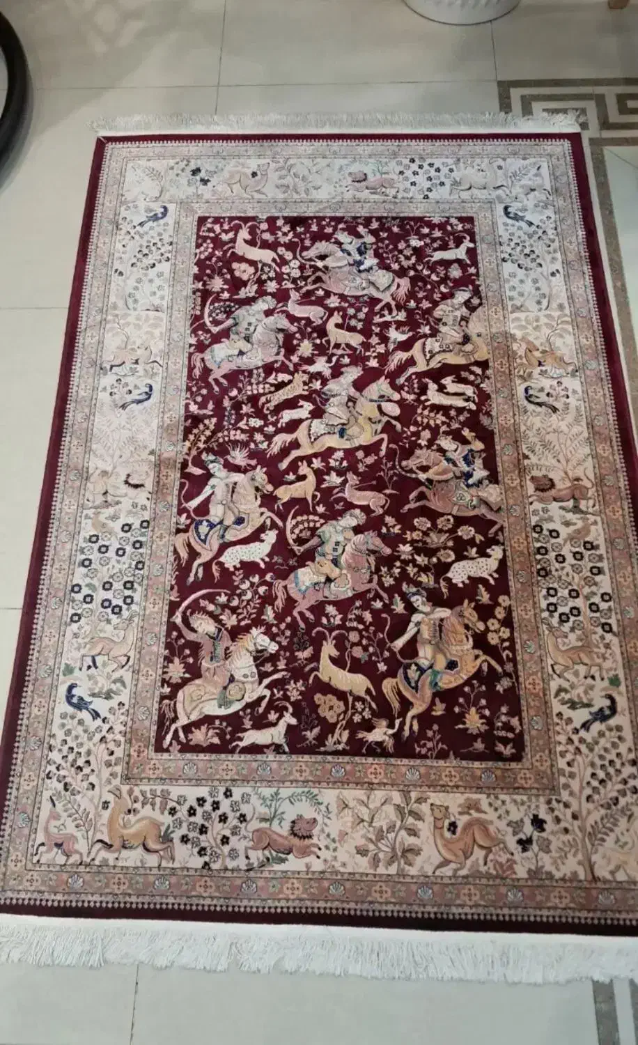 سه عدد فرش طرح دستباف نخ ابریشم مصنوعی طرح شکارگاه|فرش|تهران, نیاوران|دیوار