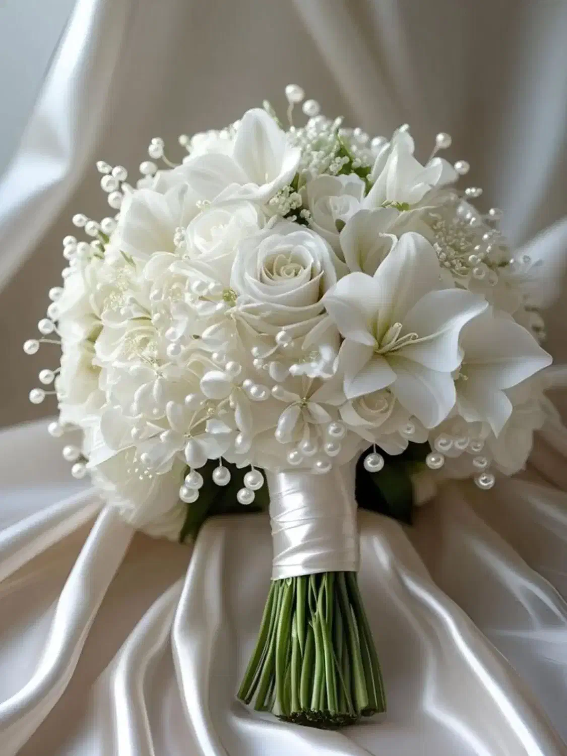 دسته گل عروس مصنوعی درجه یک|گل مصنوعی|ساری, |دیوار