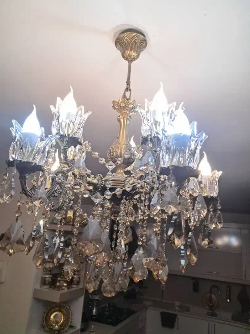 لوستر برنز ۵ شاخه ۱۰ شعله ۲ عدد|لوستر و چراغ آویز|سهند, |دیوار