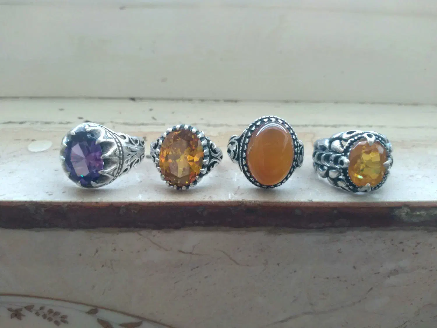 انگشتر نقره سیترین و شرف الشمس و آماتیس|حراج|قم, شاه ابراهیم|دیوار