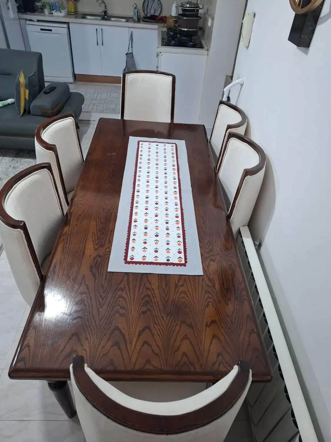 میز ناهارخوری چوبی ۶ نفره با روکش صندلی ترک|میز و صندلی غذاخوری|قائم‌شهر, |دیوار