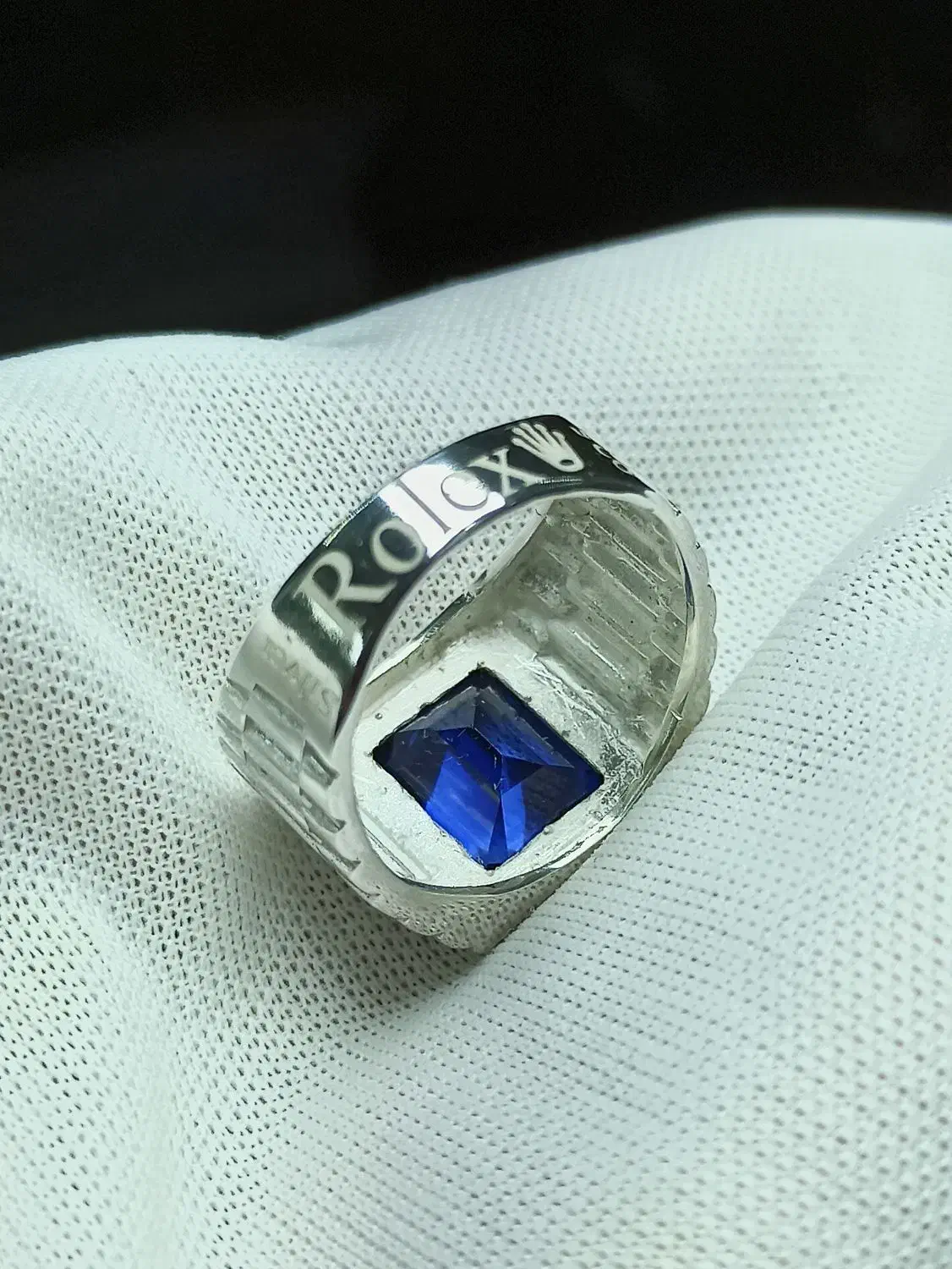 انگشتر نقره برند رولکس یاقوت کبود طبیعی رویال بلو|جواهرات|تهران, چیذر|دیوار