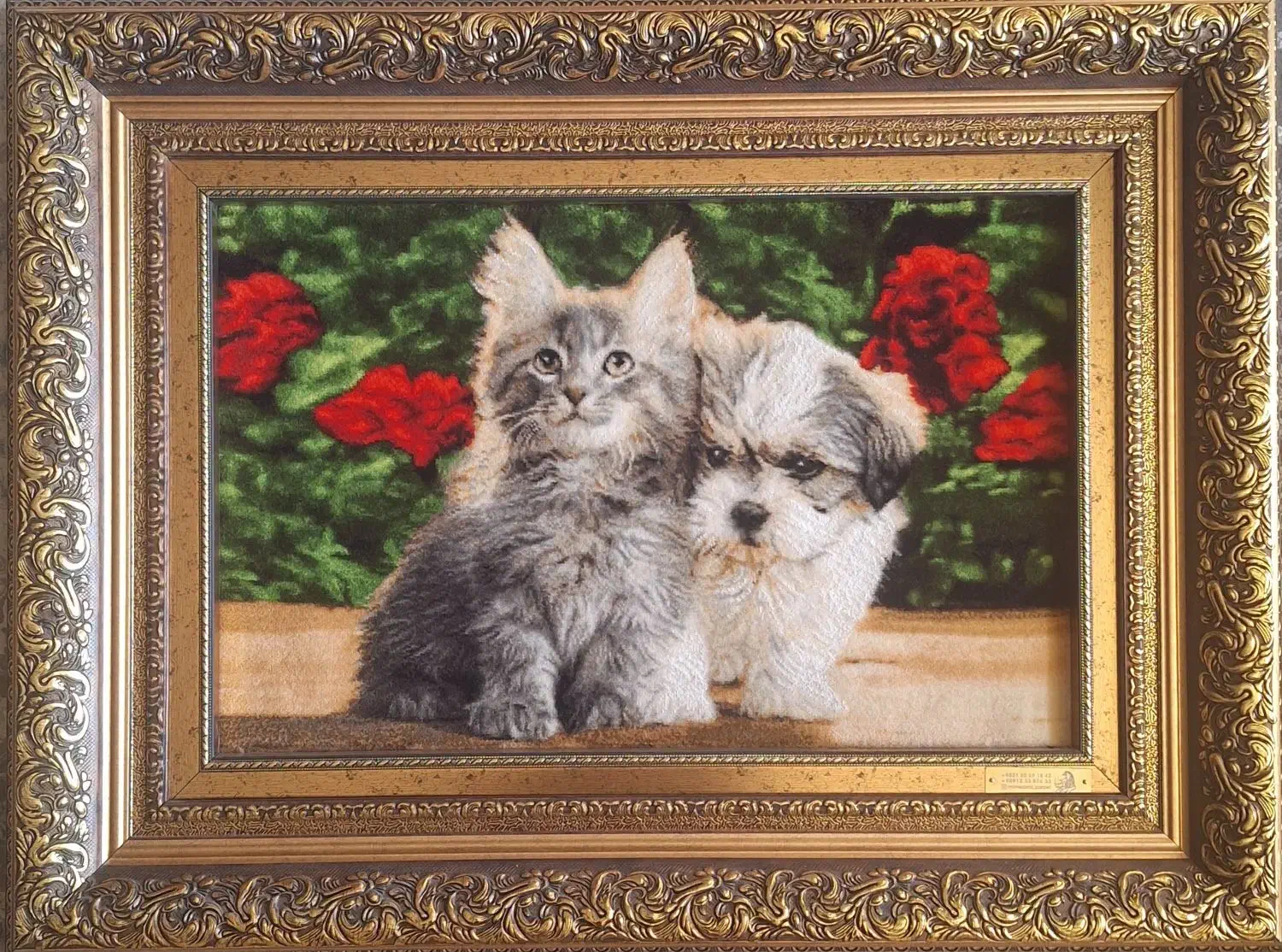 فرش دستباف مدل سگ و گربه|تابلو فرش|اصفهان, سپاهان‌شهر|دیوار