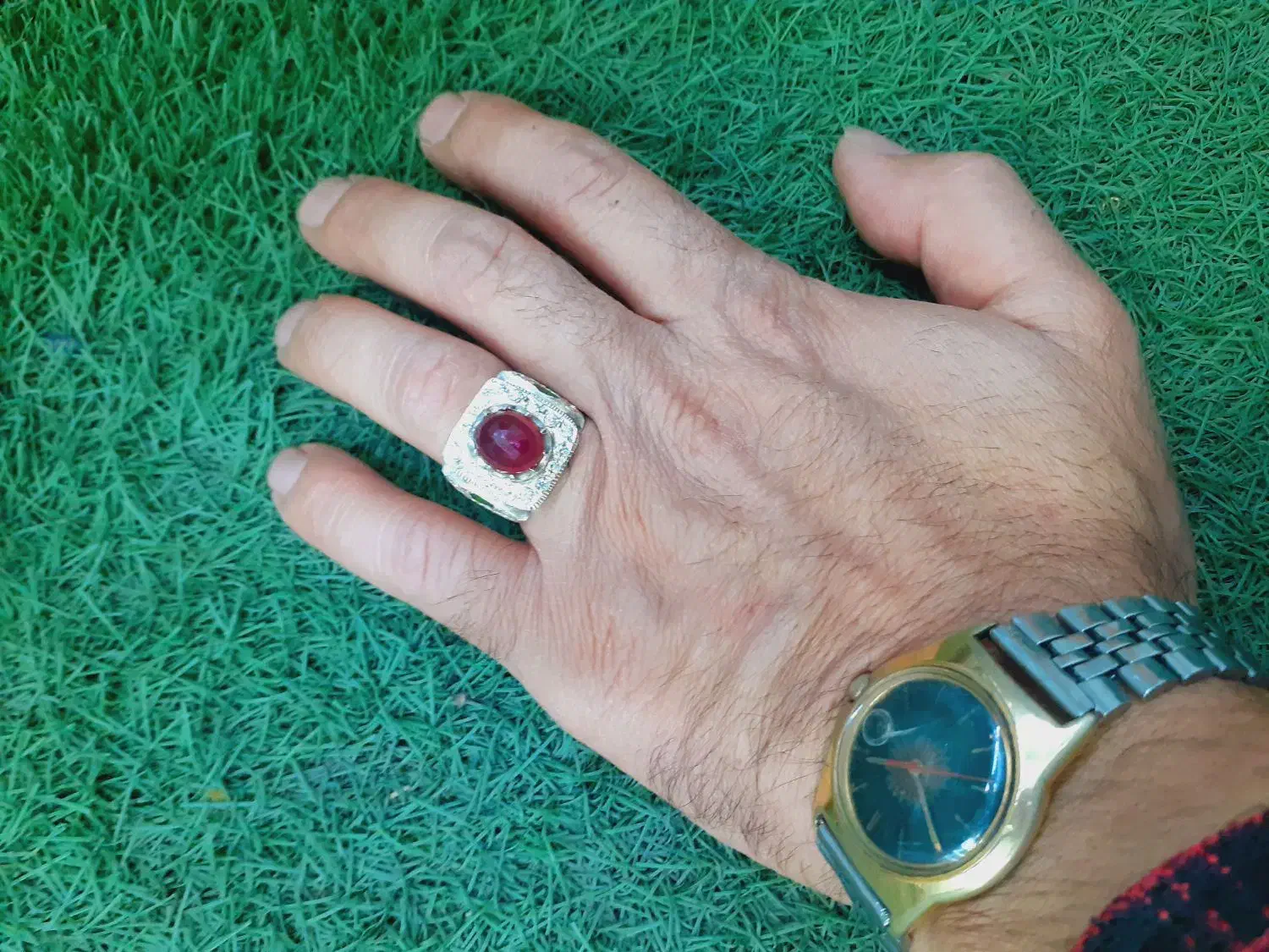 انگشتر نقره با سنگ یاقوت آفریقای|جواهرات|مشهد, رباط طرق|دیوار