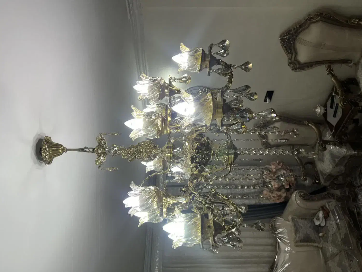 لوستر برنز 6شاخه دوبل|لوستر و چراغ آویز|تهران, شهرک رضویه|دیوار