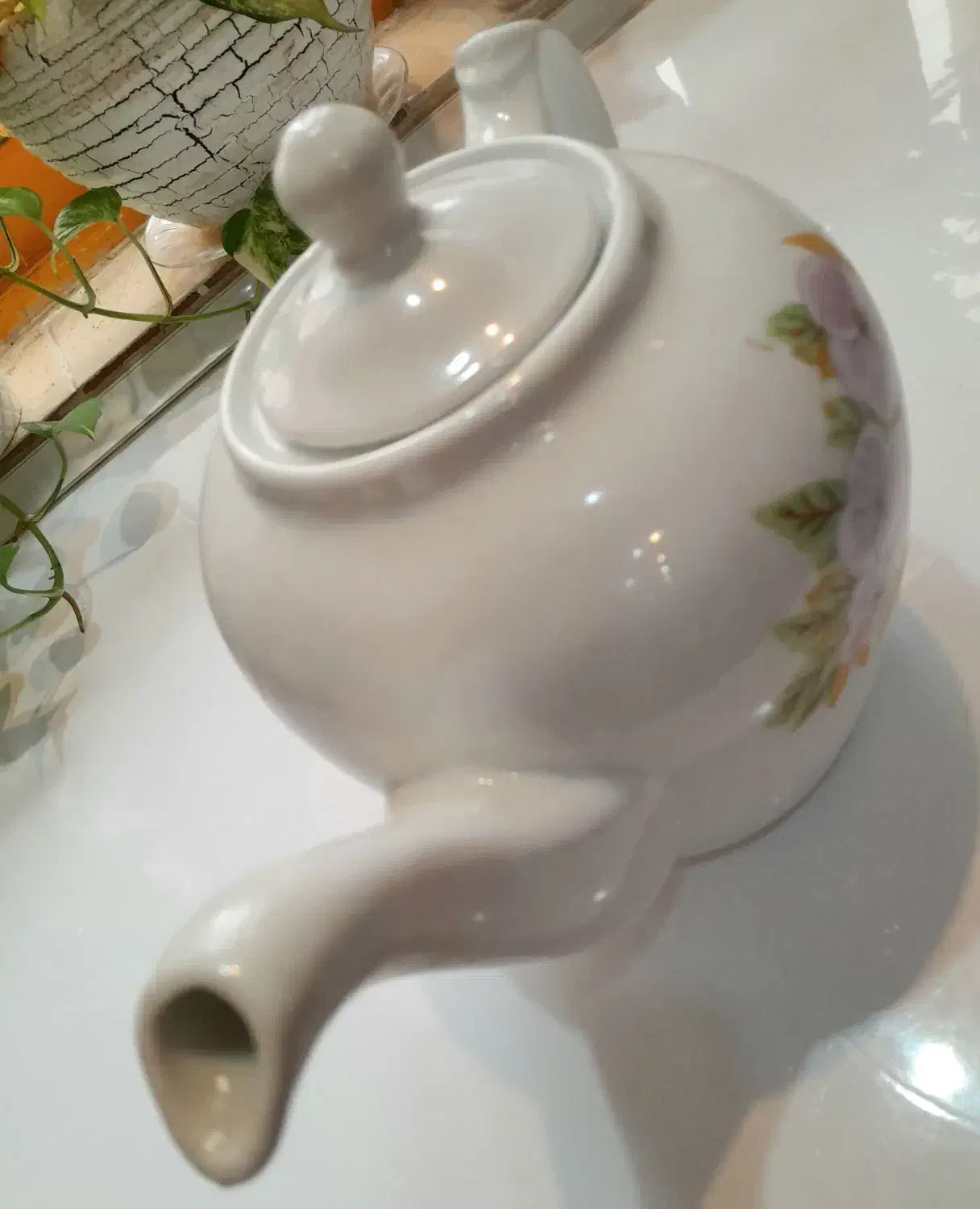 قوری خیلی بزرگ گل یاسی هیئتی کاملآ نو|قوری، کتری، قهوه‌ساز دستی|خشکبیجار, |دیوار