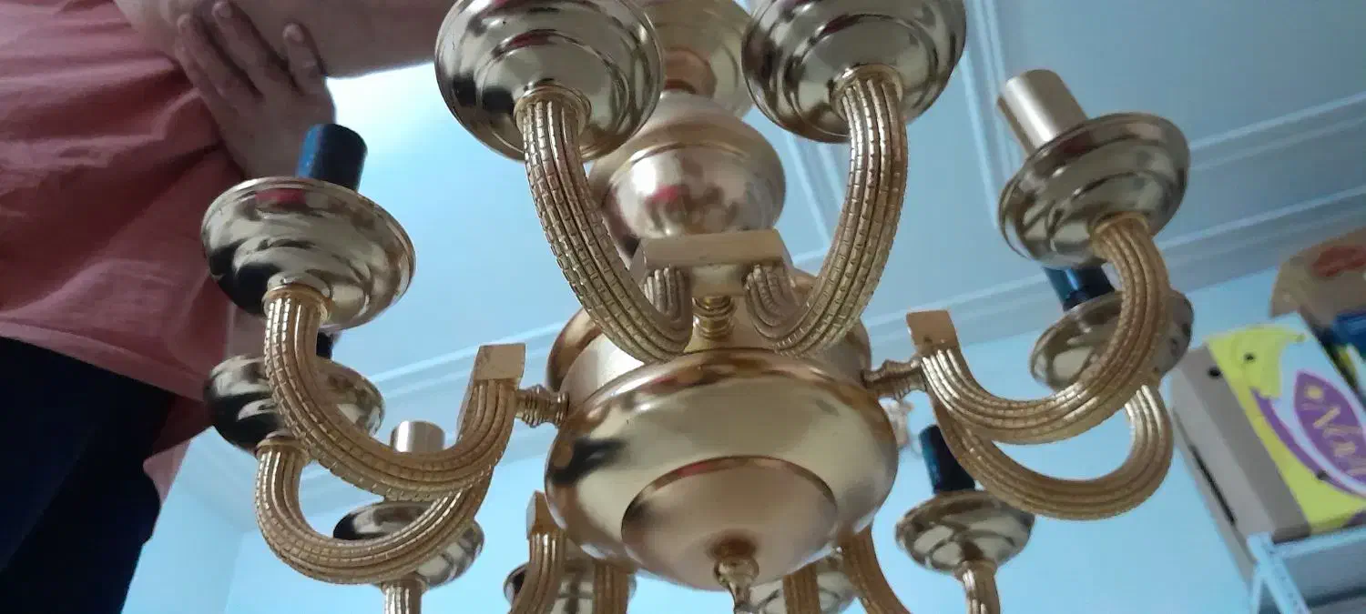 لوسر ۱۰ شاخه برنجی  و دیوار کوب|لوستر و چراغ آویز|لنگرود, |دیوار