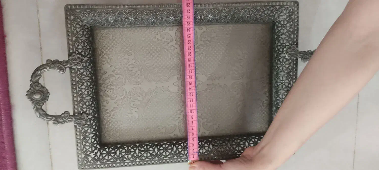 سینی سیلور قدیمی کار بسیار زیبا|کلکسیون اشیاء عتیقه|کرمانشاه, |دیوار