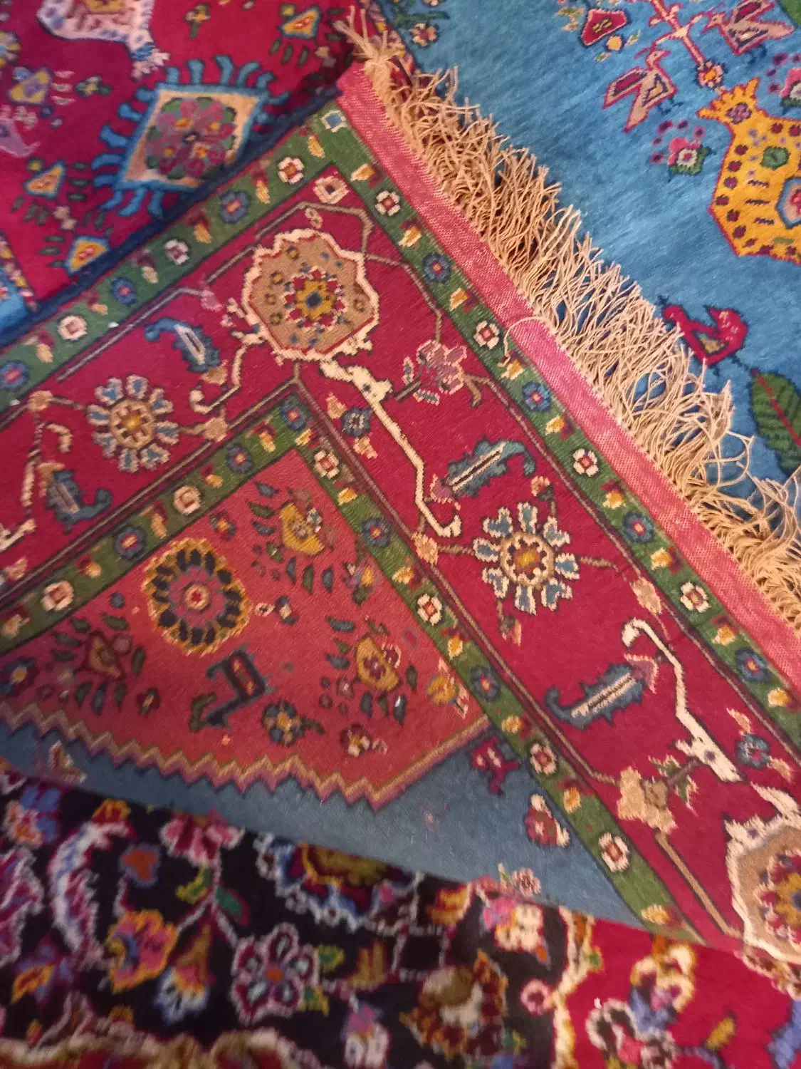 فرش زرع نیم چله ابریشم|فرش|کرمانشاه, |دیوار