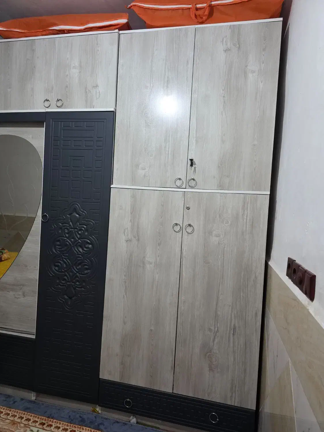 کمد طرح دیواری وکیوم ،رنگ کاجی|تخت و سرویس خواب|شادگان, |دیوار