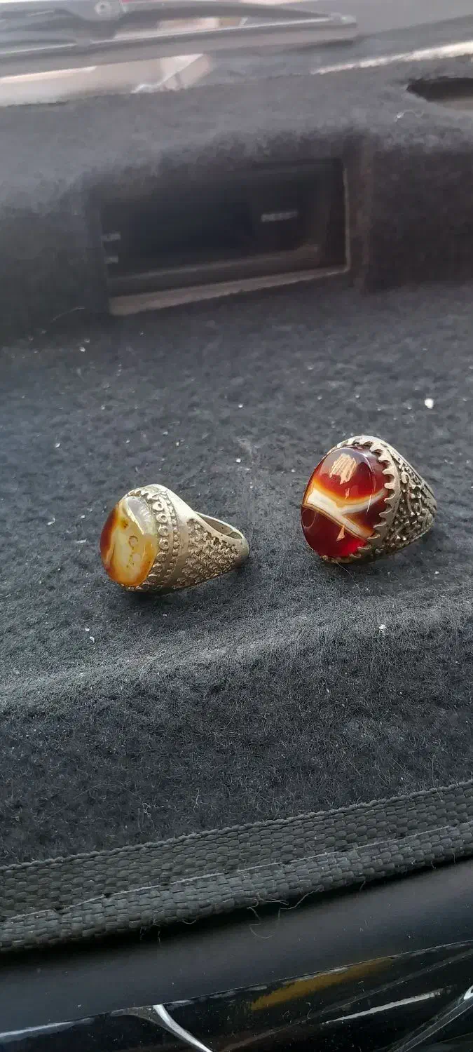 سه عدد انگشتر آلیاژی با نگین عقیق سلیمانی|جواهرات|ملکان, |دیوار