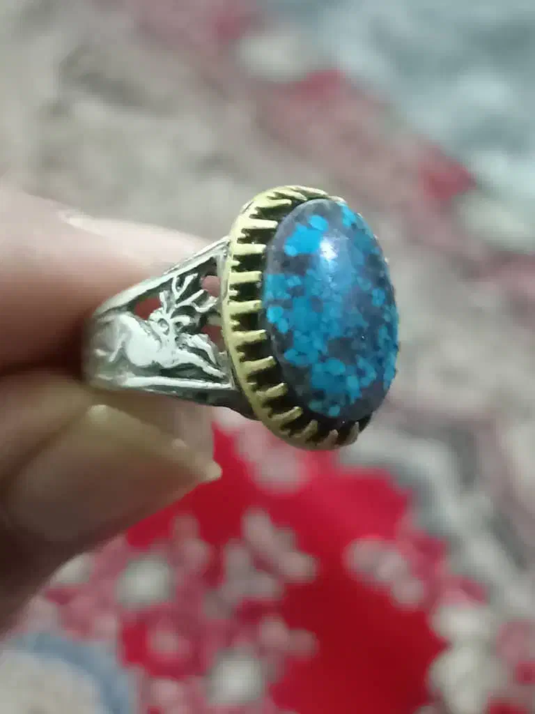 انگشترنقره دستسازفیروزه نیشابور ویاقوت کبود|جواهرات|شیراز, دباغ خانه|دیوار