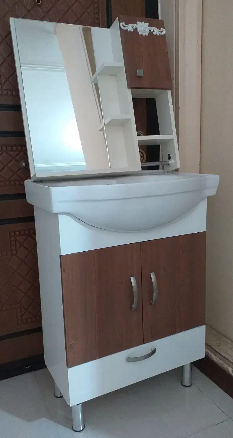 روشویی کابینتی و آینه باکس pvc|لوازم سرویس بهداشتی|تهران, هلال احمر|دیوار