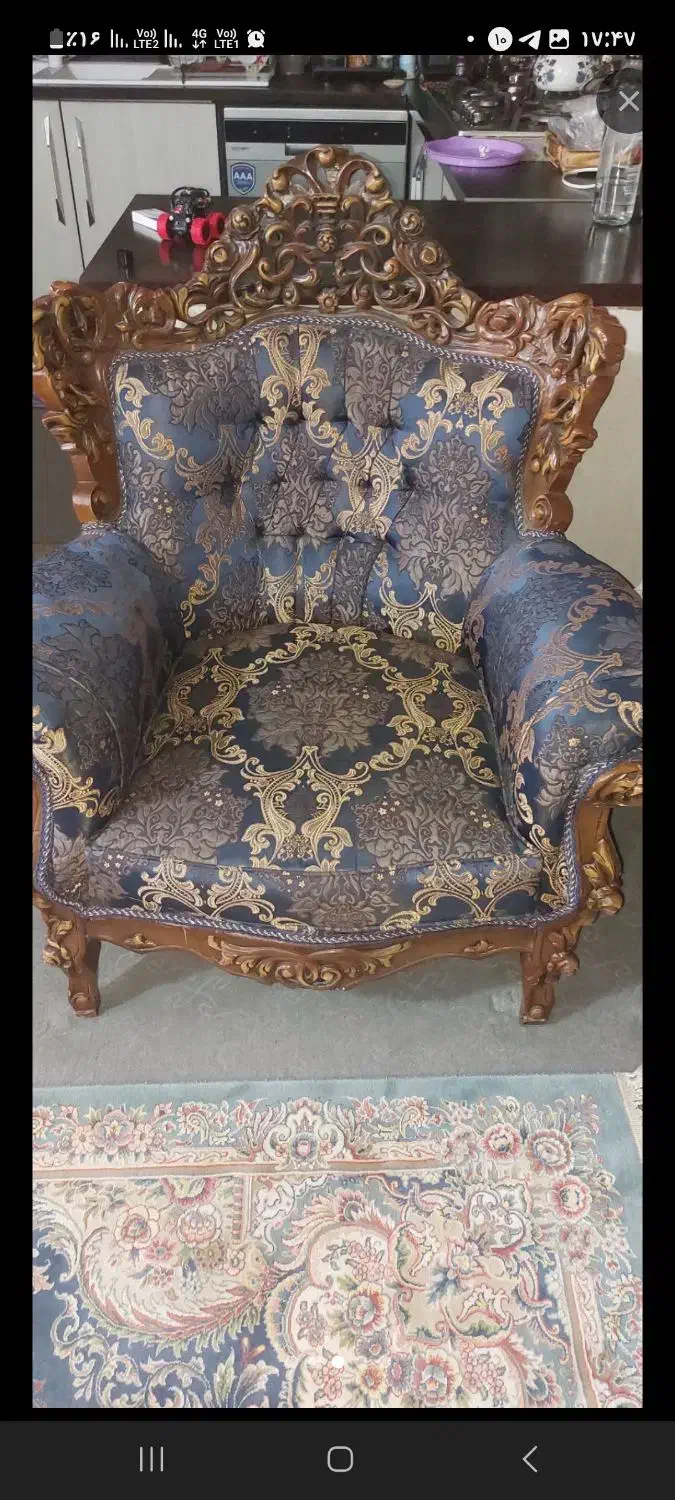 مبل سلطنتی چوب گردو|مبلمان خانگی و میز عسلی|تنکمان, |دیوار