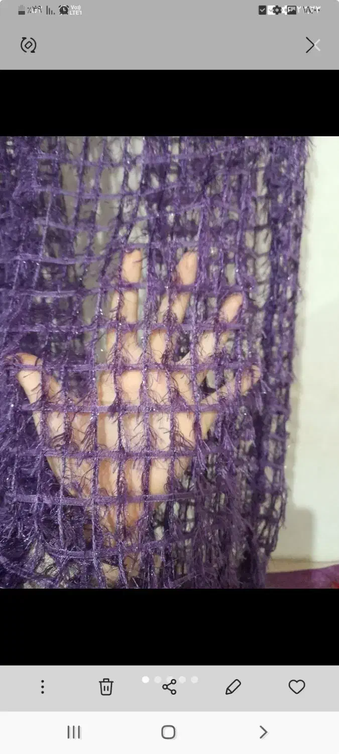 پرده رشته ای یاسی و پرده توری بنفش|پرده، رانر، رومیزی|همدان, |دیوار