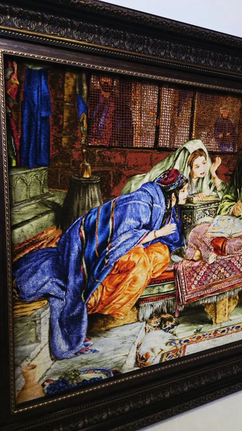 تابلو فرش دستباف پیرمرد فالگیر چله ابریشم ۱۰۰*۱۴۵|تابلو فرش|تهران, یوسفآباد|دیوار
