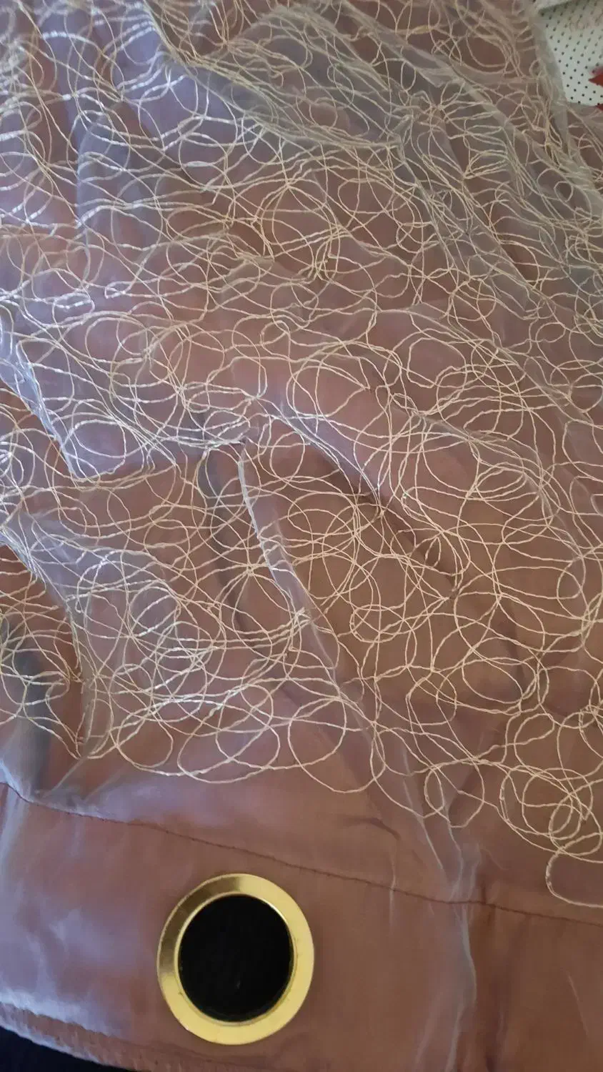 پرده حریر خامه دوزی با آستر|پرده، رانر، رومیزی|اصفهان, احمدآباد|دیوار