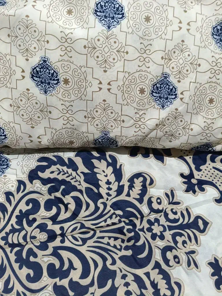 پارچه ملافه ست رنگ سرمه ای وکرم|رختخواب، بالش، پتو|اردبیل, |دیوار