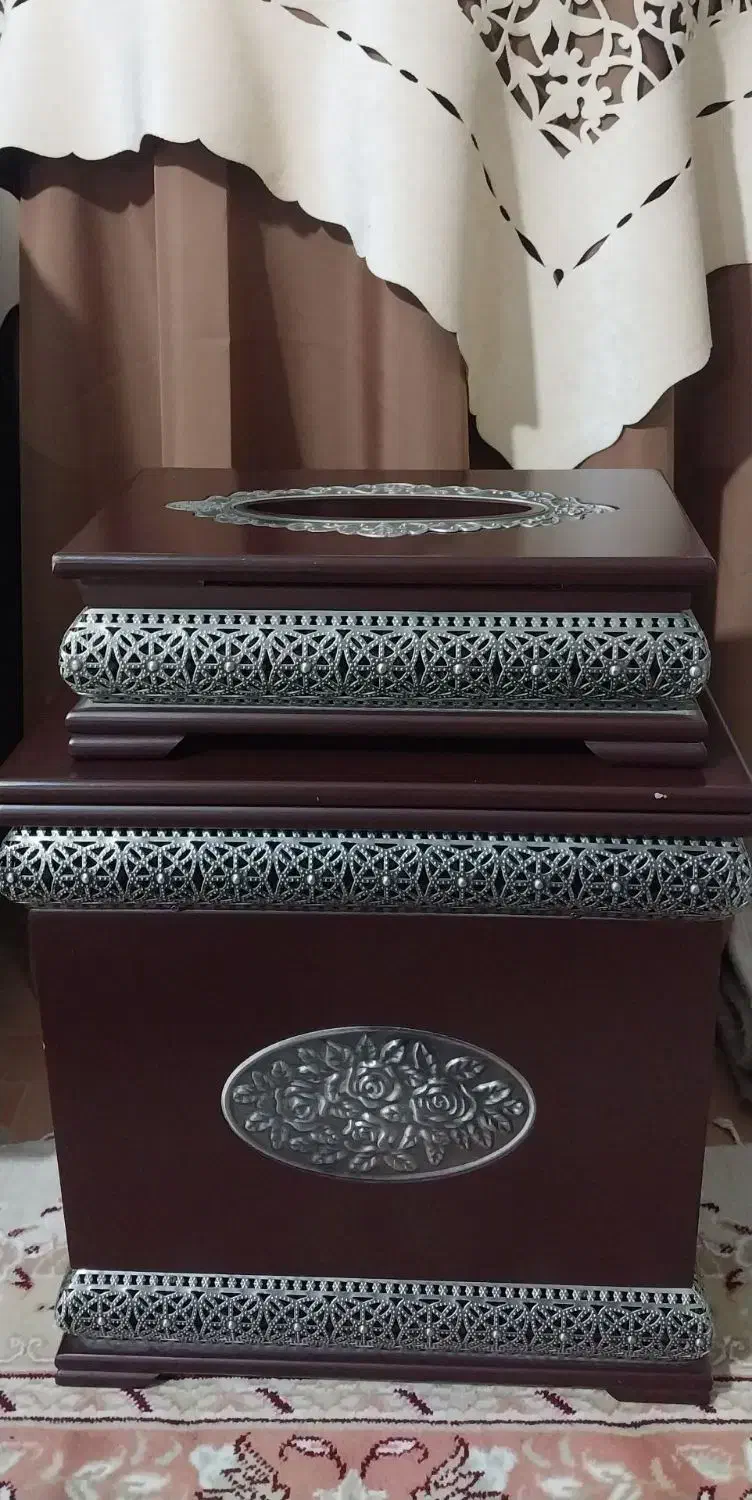 جا دستمال کاغذی سطل آشغال چوبی|صنایع دستی و سایر لوازم تزئینی|کوهدشت, |دیوار