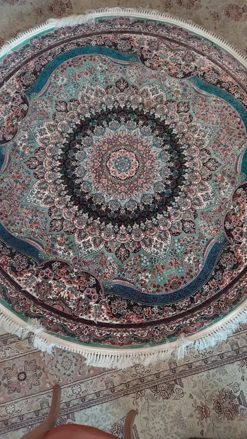 فرش گرد تافته پرهام فیروزه‌ای گلستان قطر ۲ متر، نو|فرش|تهران, مهران|دیوار